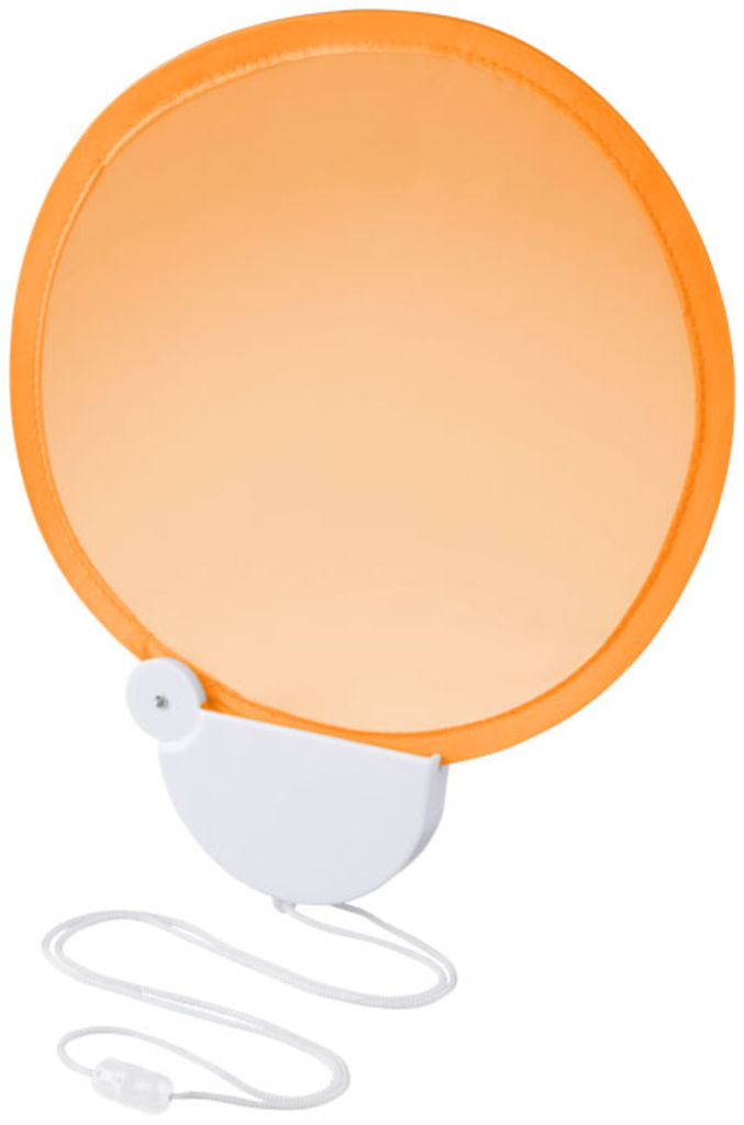 Складной вентилятор Breeze со шнурком, цвет оранжевый, белый