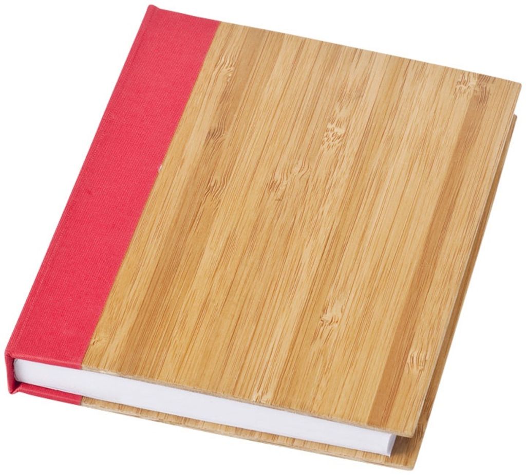 Блокнот с бамбуковой обложкой и красным корешком