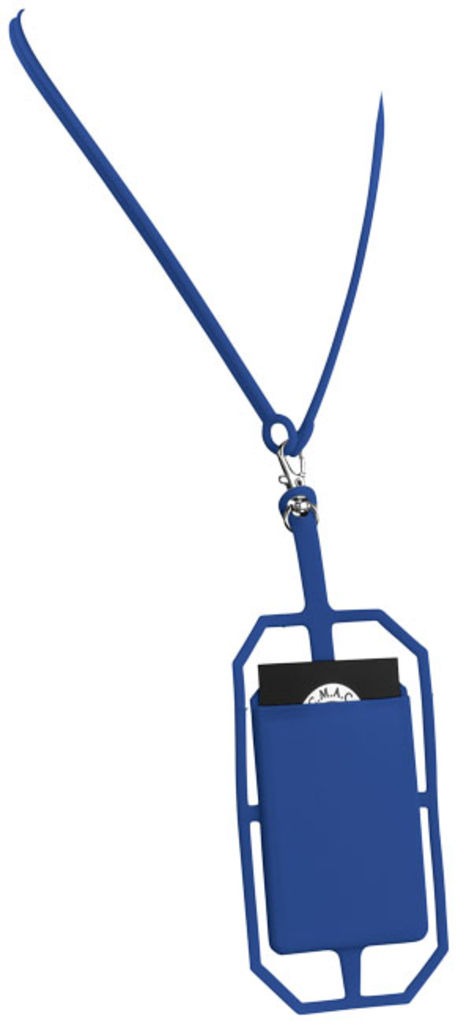 Силиконовый картхолдер RFID со шнурком, цвет ярко-синий