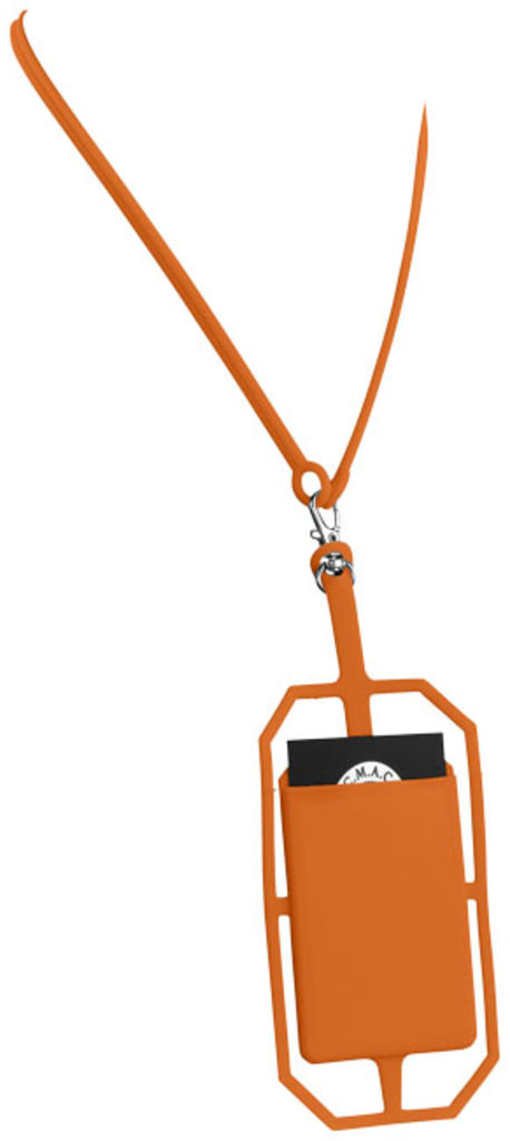 Силіконовий картхолдер RFID зі шнурком, колір оранжевий