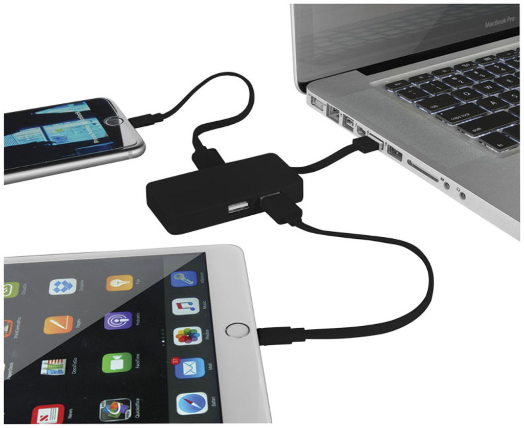 Хаб USB Grid , цвет сплошной черный