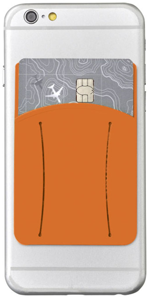 Силиконовый картхолдер для телефона с отверстием для пальца, цвет оранжевый