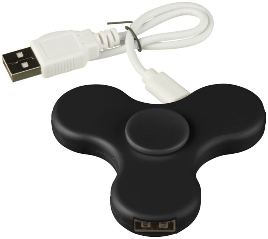 Хаб USB Spin-it Widget , колір суцільний чорний