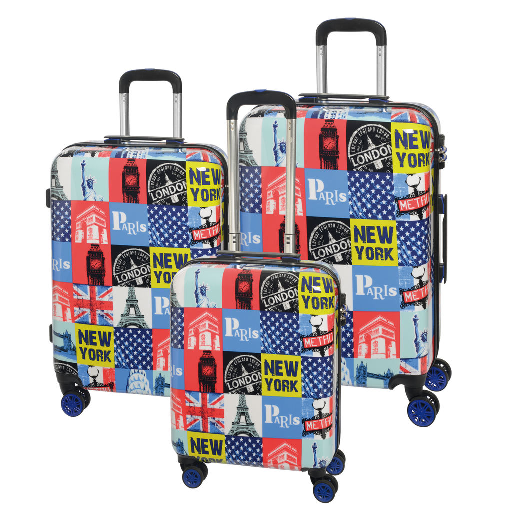 Набір валіз на коліщатках METROPOLITAN, колір синій, червоний, жовтий