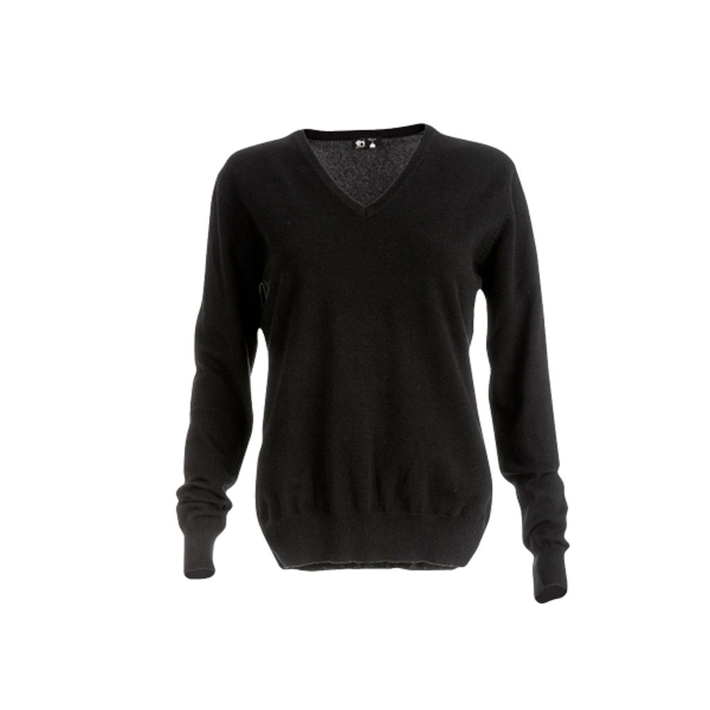 THC MILAN WOMEN. Жіночий пуловер з v-подібним вирізом, колір чорний  розмір L