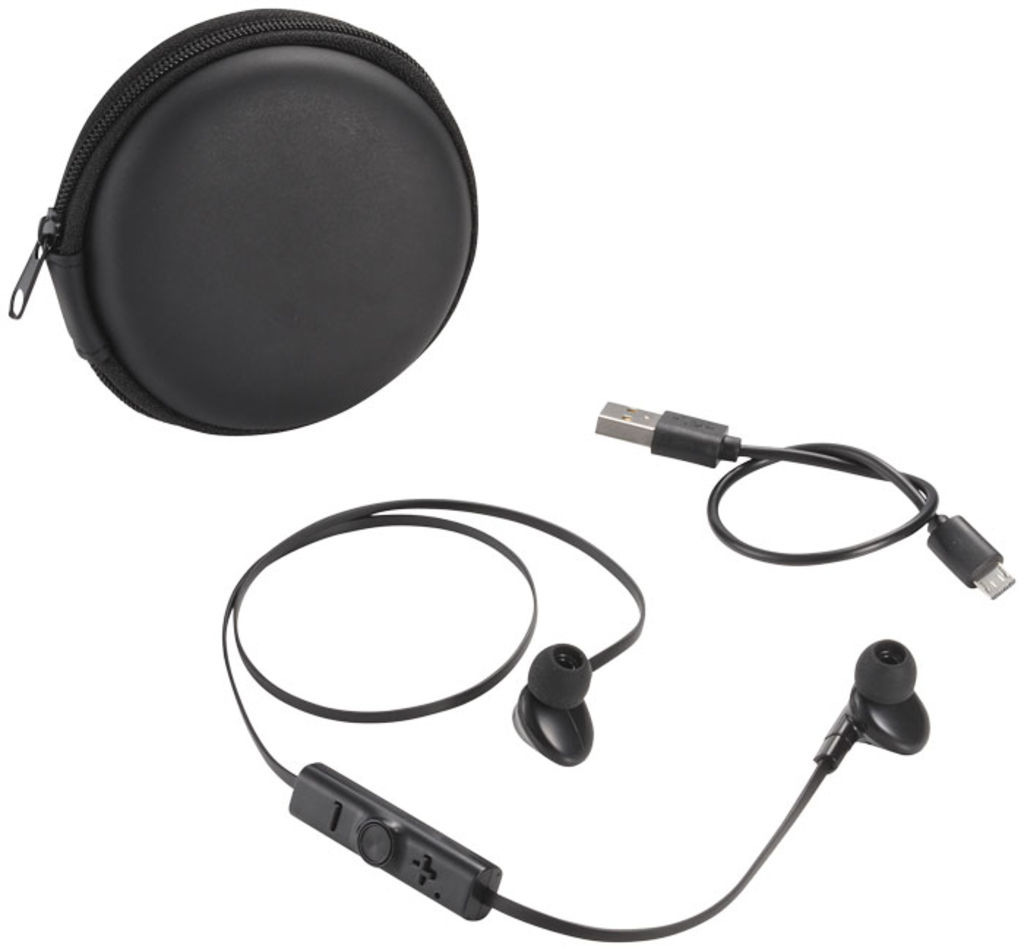 Навушники Sonic з Bluetooth в переносному футлярі, колір суцільний чорний