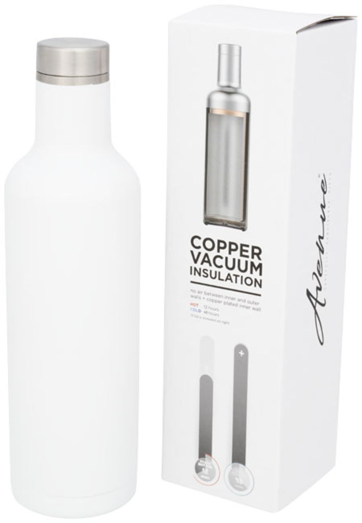 Мідна вакуумна ізольована пляшка Pinto, колір білий