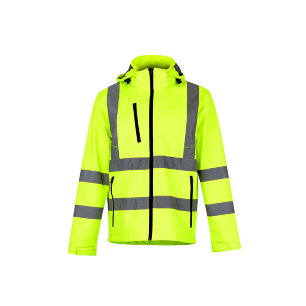 THC ZAGREB WORK. Чоловіча куртка softshell зі світловідбивачами та зі знімним капюшоном, колір жовтий гексахром  розмір L