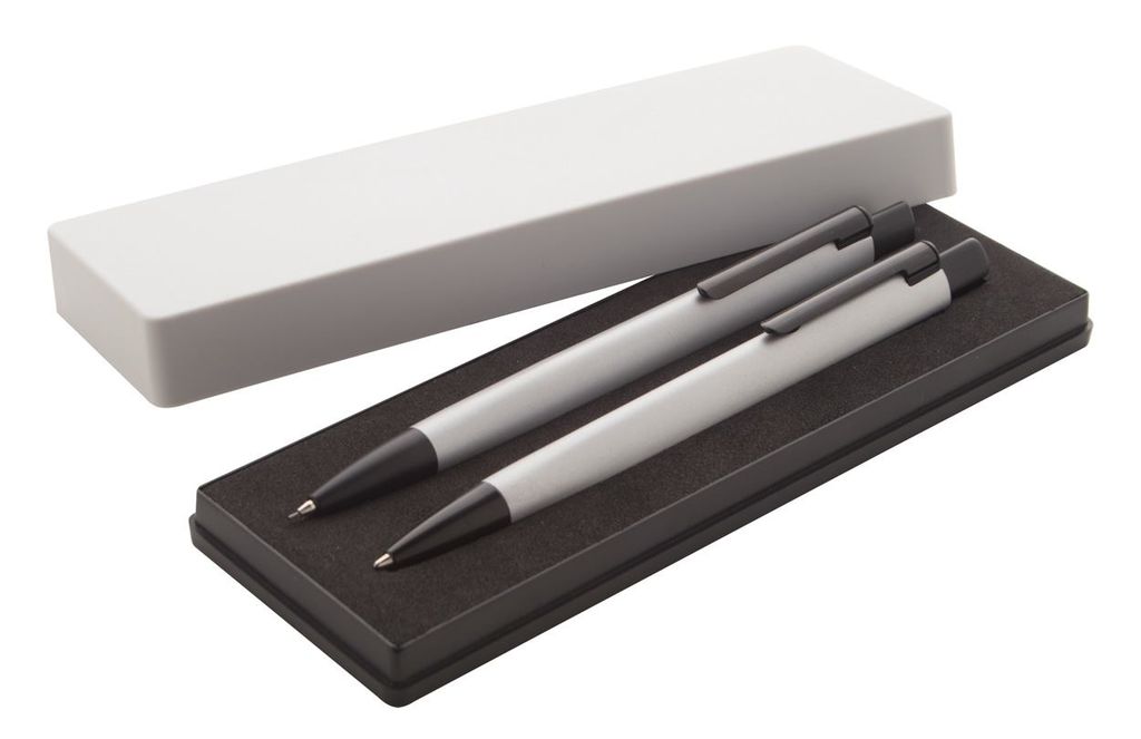 Набір ручка і олівець Trippy, колір сріблястий