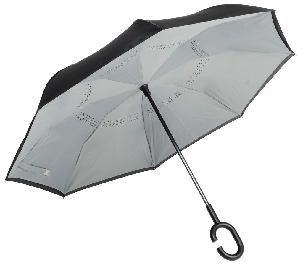 Зонт-трость FLIPPED, цвет светло-серый, чёрный