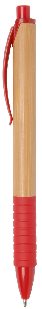 Ручка шариковая BAMBOO RUBBER, цвет коричневый, красный