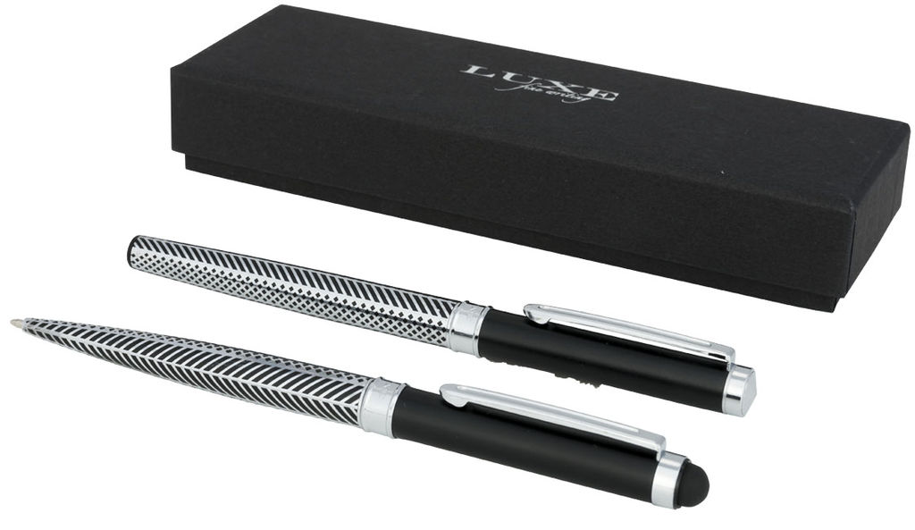 Набір ручок Empire, колір сріблястий, суцільний чорний