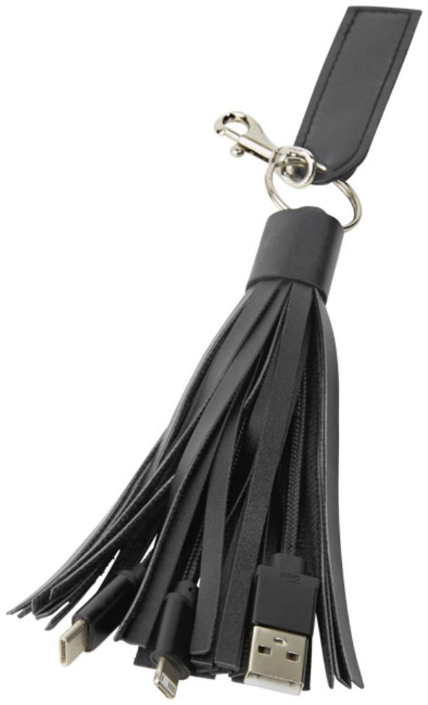 Тканинний кабель для зарядки Tassel , колір суцільний чорний