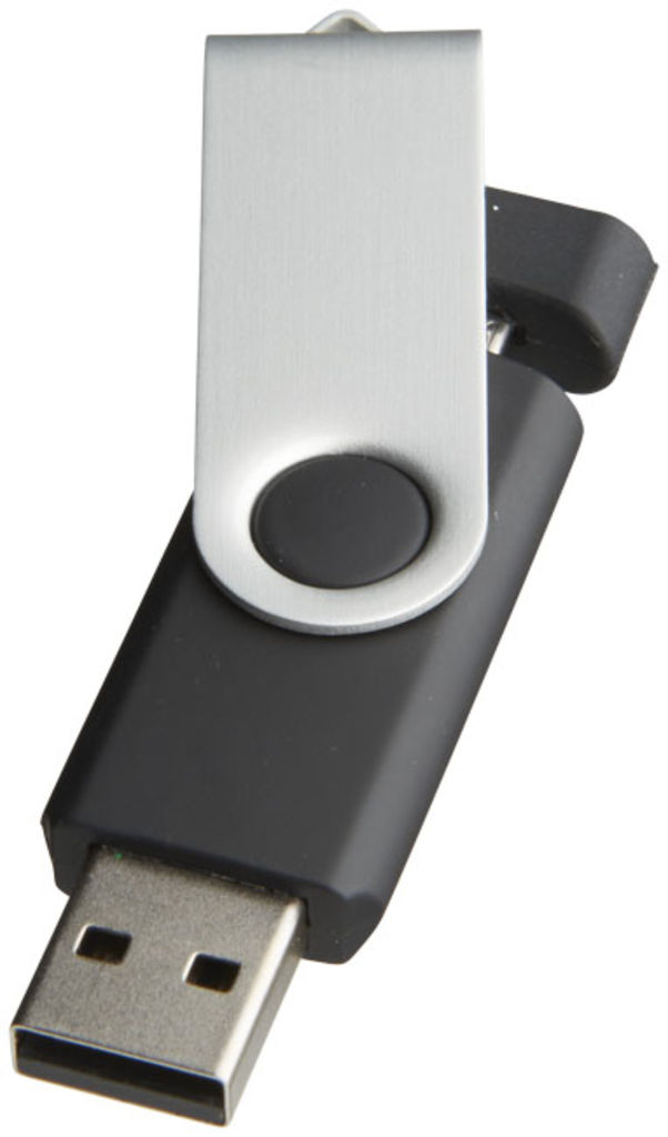Флешка-твистер 1GB, цвет сплошной черный