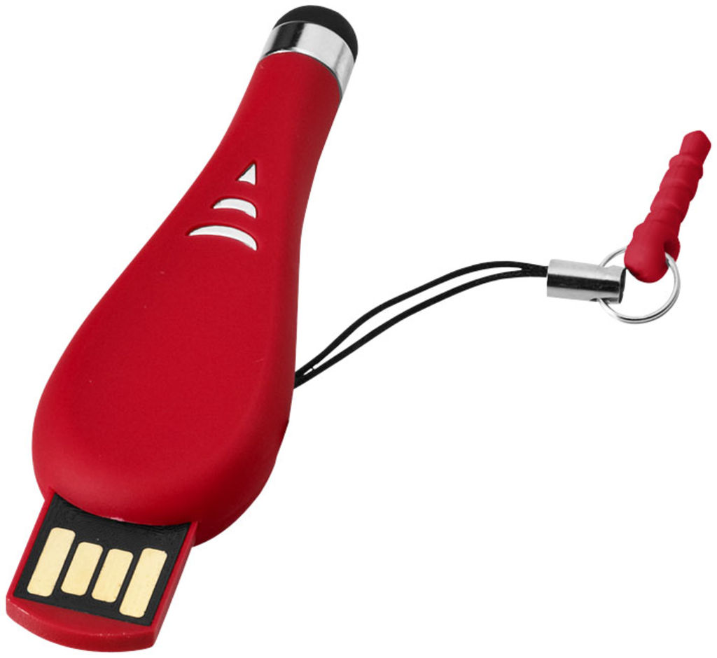 Мини-флешка со стилусом, пластик 1GB, цвет красный