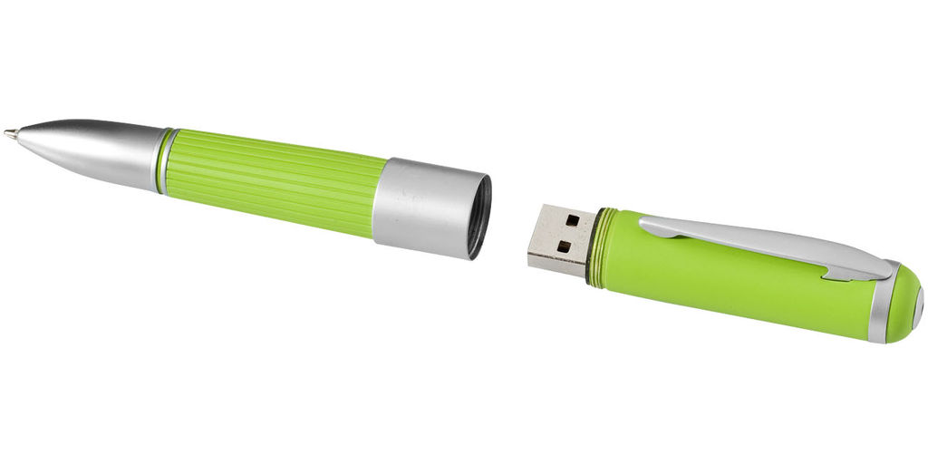 Ручка-флешка металлическая 2GB, цвет зеленое яблоко