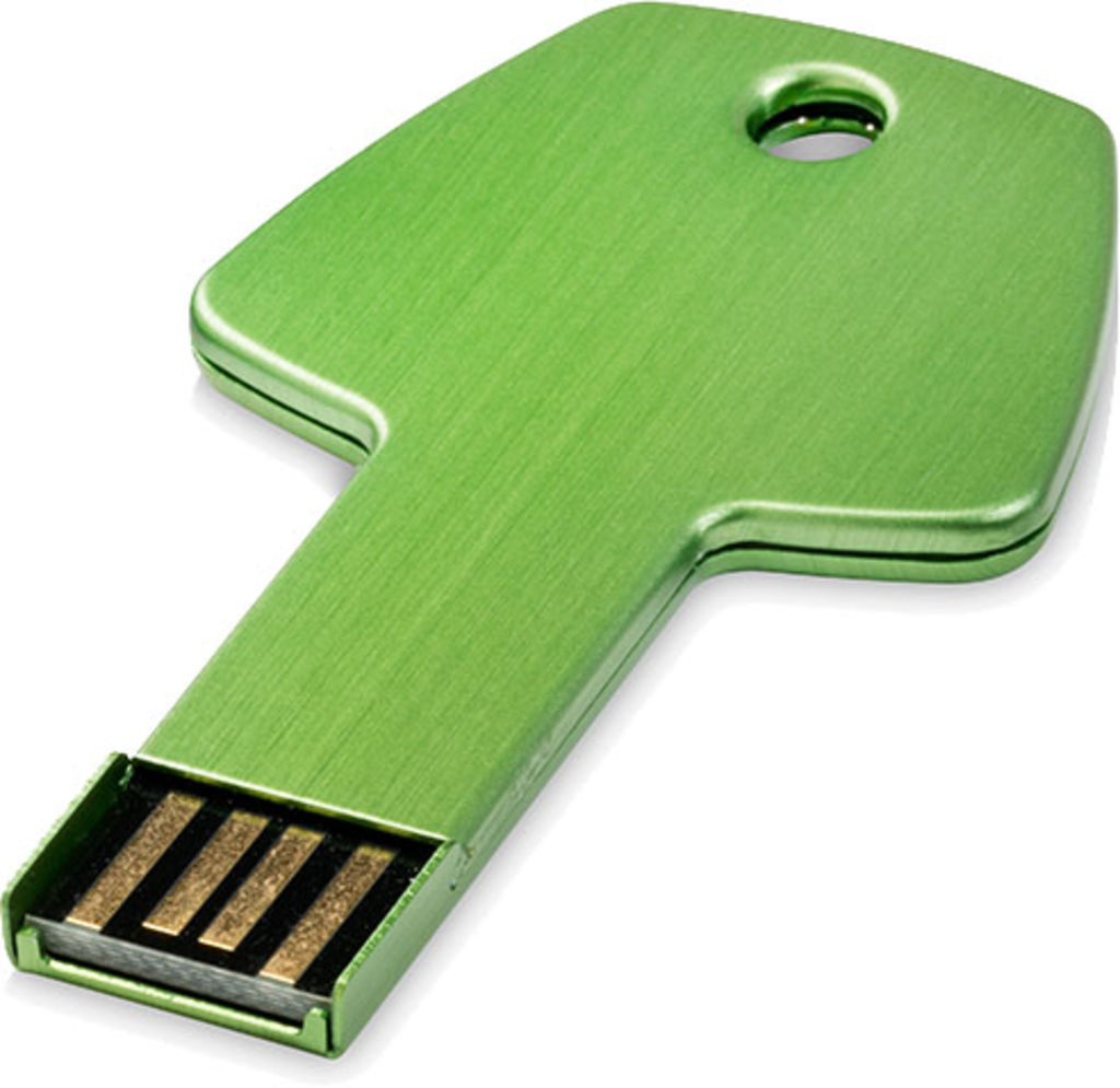 Флешка-ключ алюминиевая 2GB, цвет зеленый