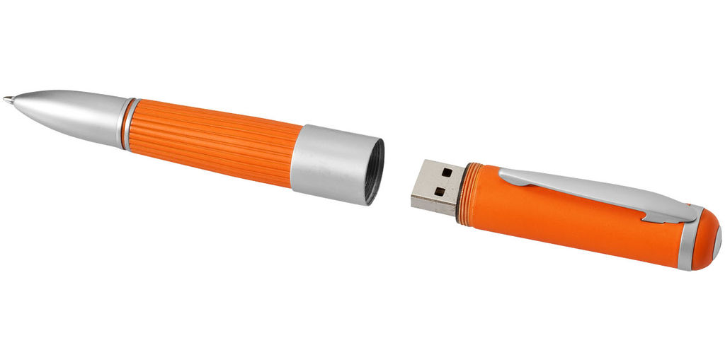 Флешка-ручка металлическая 4GB, цвет оранжевый
