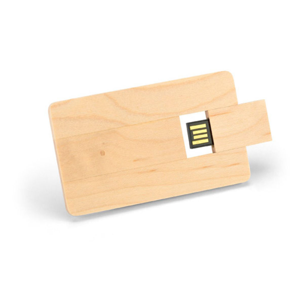 Дерев'яна флешка-візитка 8GB, колір натуральний