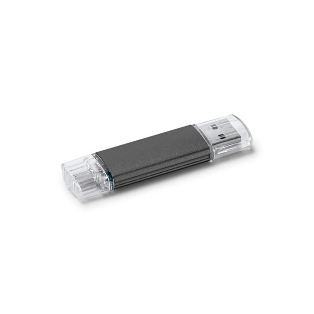 Флешка с USB и micro USB 16GB, цвет черный