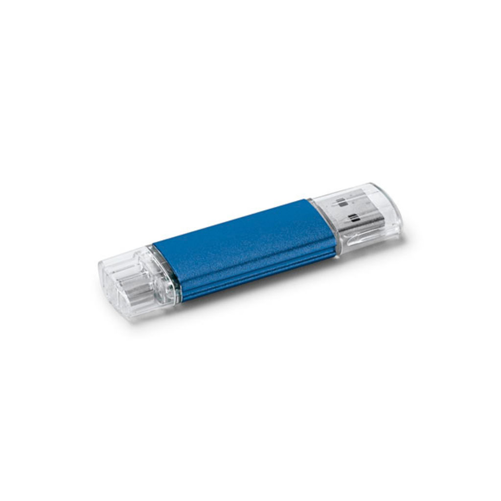 Флешка с USB и micro USB 16GB, цвет королевский синий