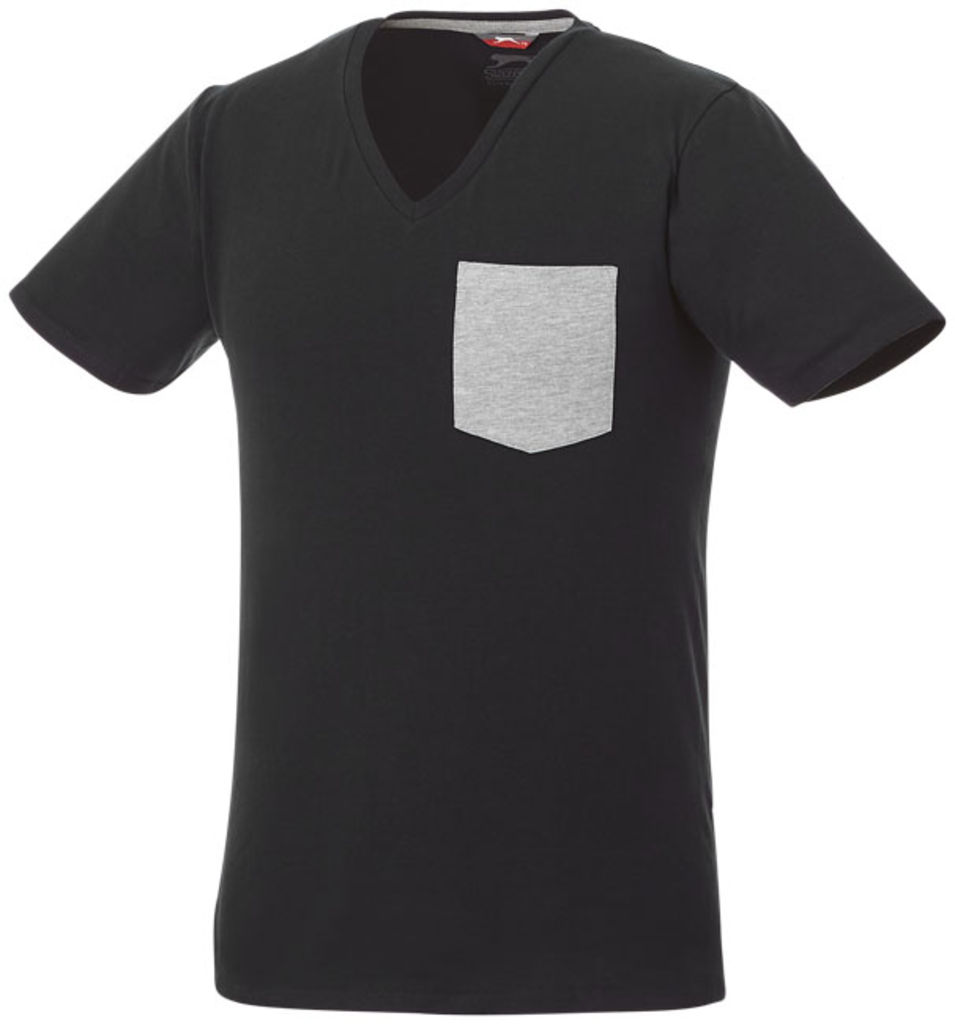 Футболка Gully мужская с коротким рукавом и кармашком, цвет сплошной черный, серый  размер XL