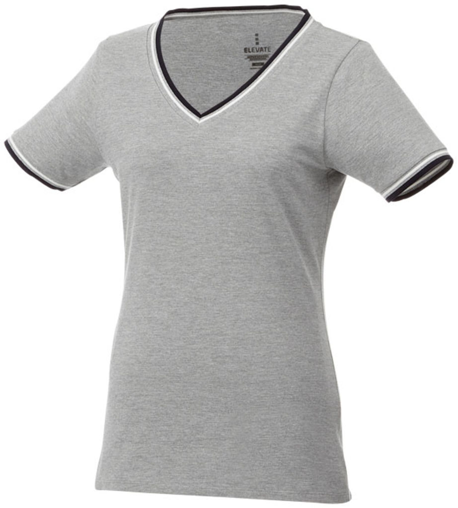 Футболка Elbert женская с коротким рукавом и кармашком, цвет серый меланж, темно-синий, белый  размер XL