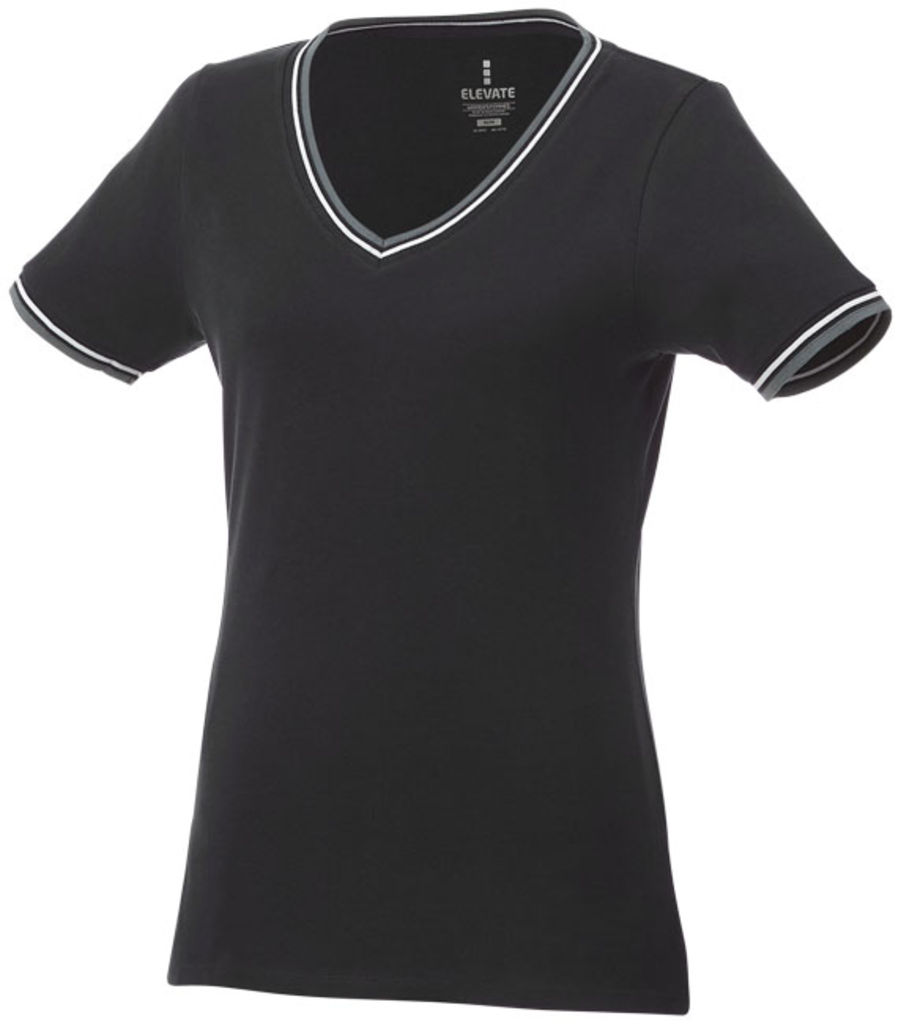 Футболка Elbert женская с коротким рукавом и кармашком, цвет сплошной черный, серый меланж, белый  размер XS