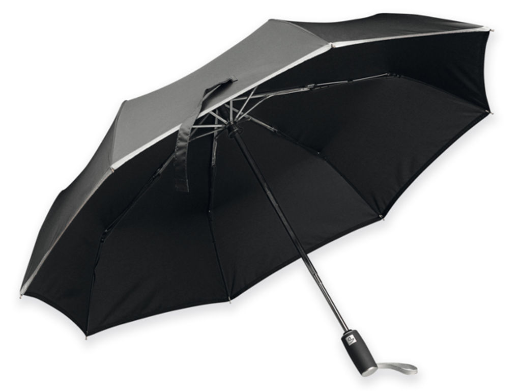 Складной зонт из полиэст. с системой откр./закр., 8 сект., SANTINI, цвет черный
