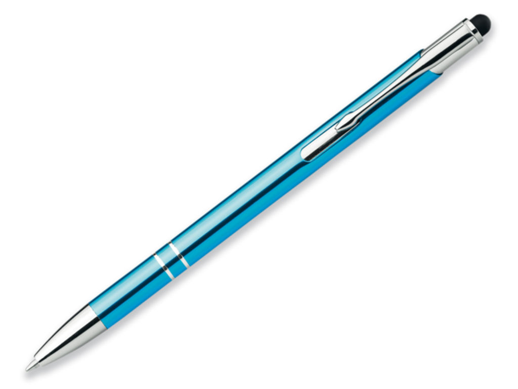 Металева кулькова ручка з функцією стилуса, сині чорнила, колір зелений