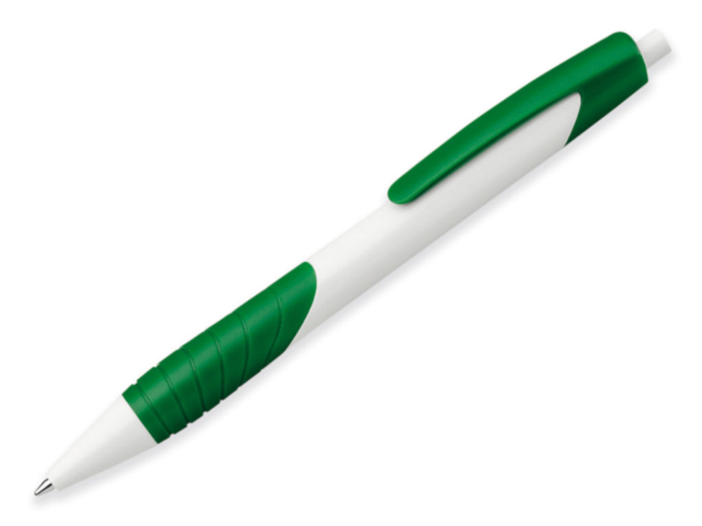 Пластиковая шариковая ручка, синие чернила, цвет зеленый