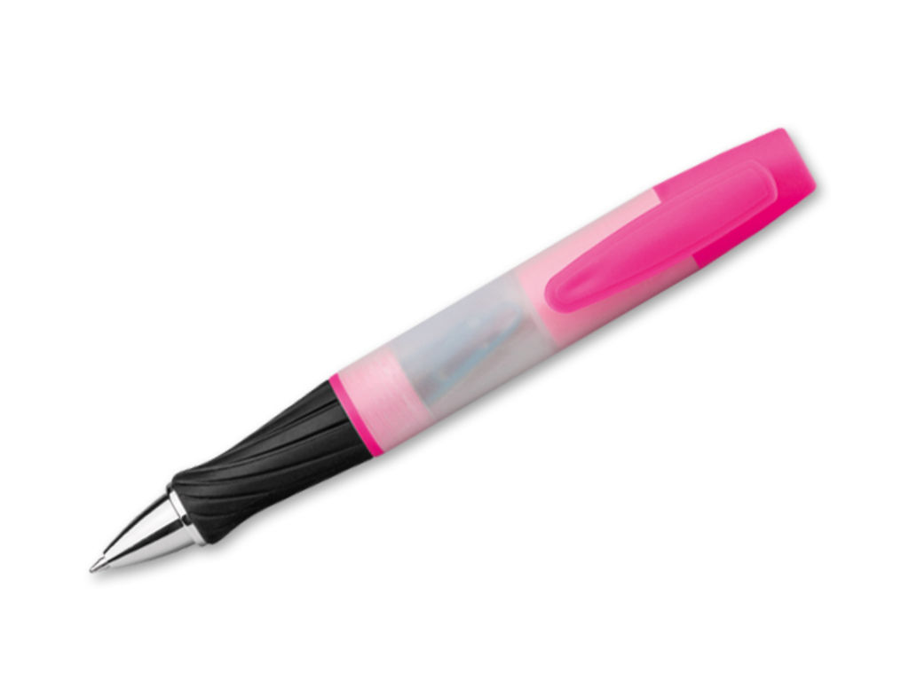 Многофункц. ручка 3 в 1 з синім чорнилом, підсвітка, 8 скріпок, колір рожевий