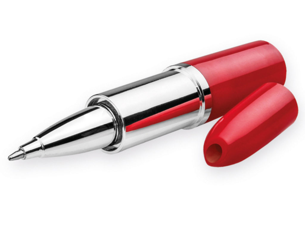 Пластиковая шариковая ручка в форме губной помады, синие чернила, цвет красный