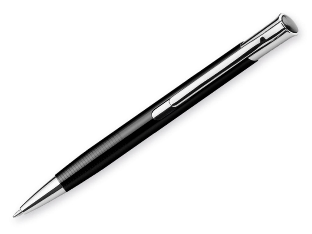 Металлическая шариковая ручка, синие чернила, цвет черный