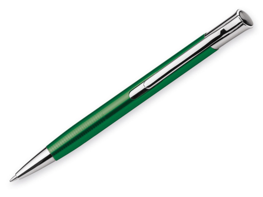 Металева кулькова ручка, сині чорнила, колір зелений