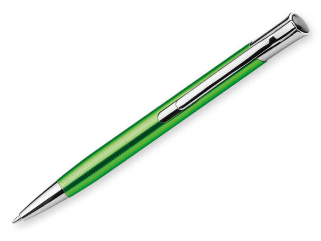 Металева кулькова ручка, сині чорнила, колір зелений