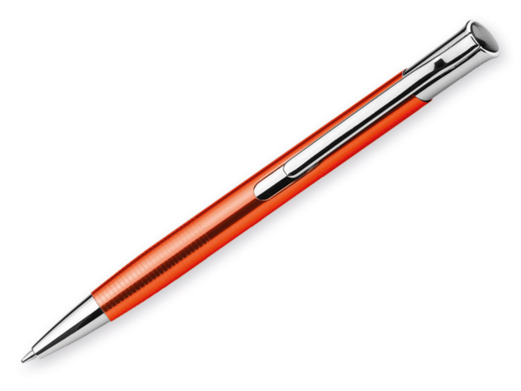 Металева кулькова ручка, сині чорнила, колір помаранчевий