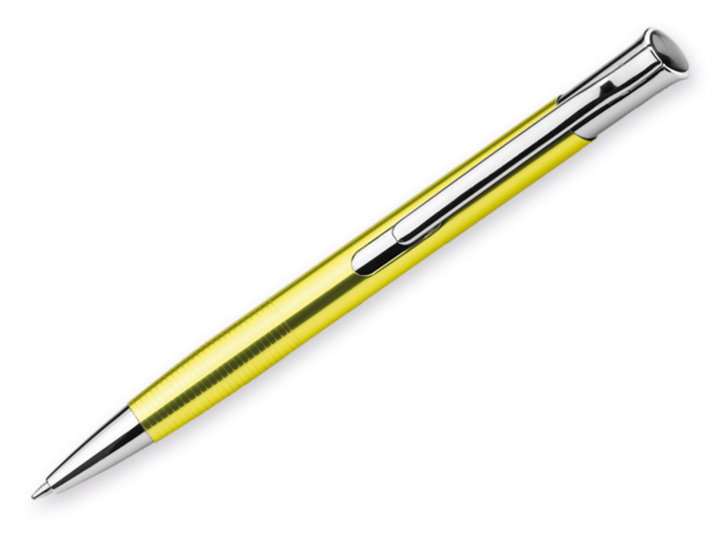 Металева кулькова ручка, сині чорнила, колір жовтий
