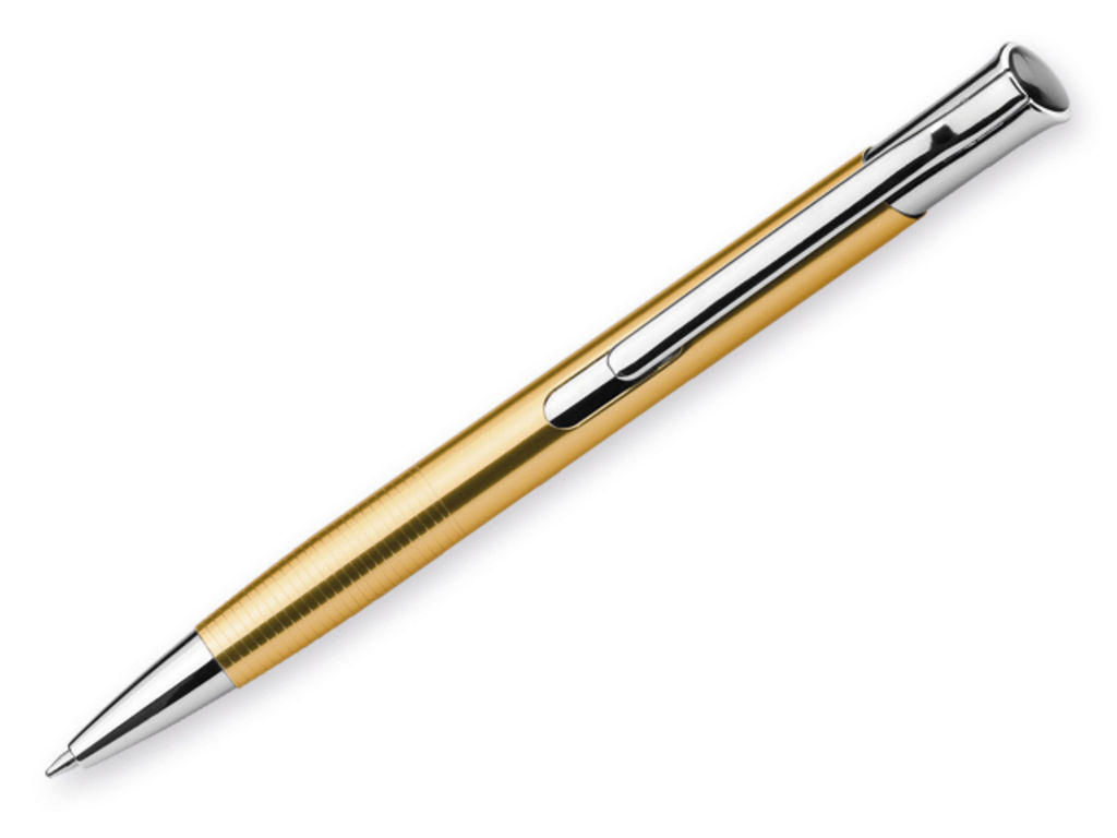 Металлическая шариковая ручка, синие чернила, цвет золотой
