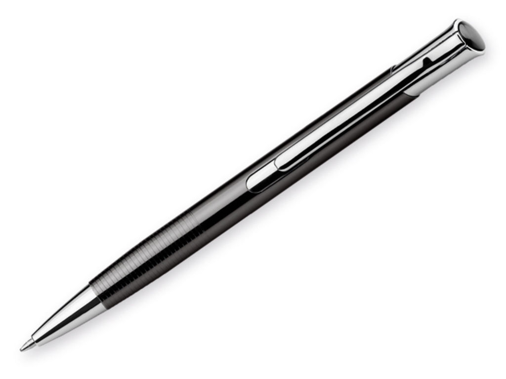 Металлическая шариковая ручка, синие чернила, цвет серый