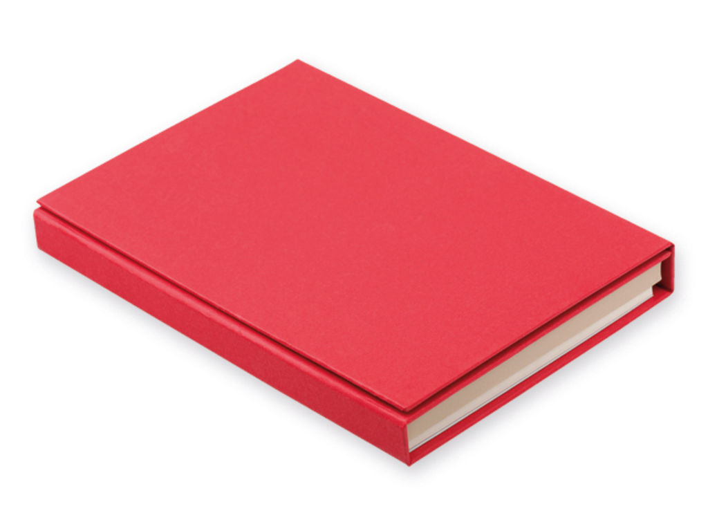Записная книжка с клеящейся бумаг., шариковой руч., 2 каранд., цвет красный