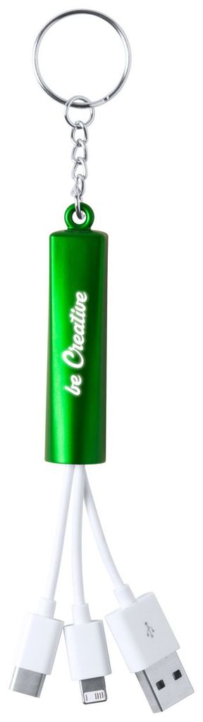 Брелок-зарядный кабель USB Zaref, цвет зеленый