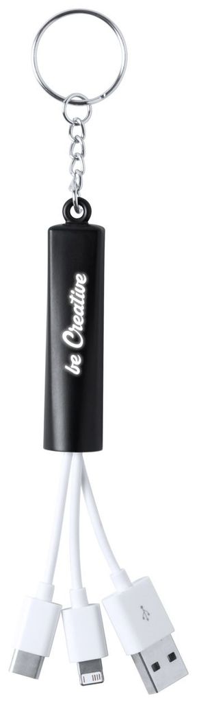 Брелок-зарядний кабель USB Zaref, колір чорний