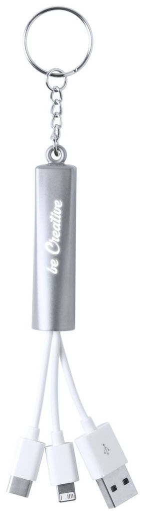 Брелок-зарядный кабель USB Zaref, цвет серебристый