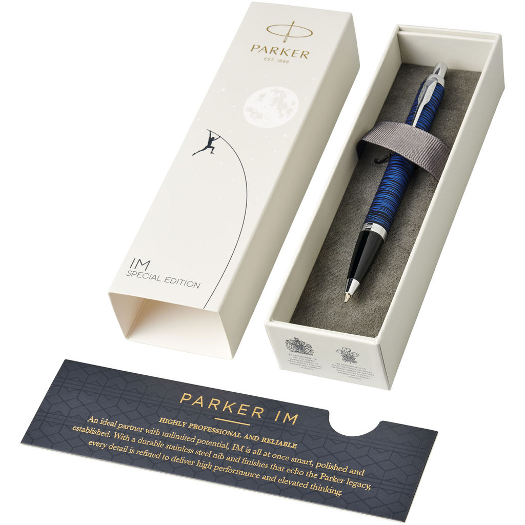 Ручка кулькова Parker IM, спеціальний випуск, колір суцільний чорний, яскраво-синій