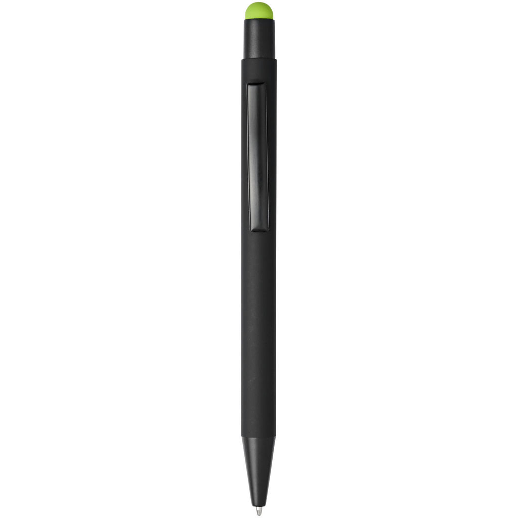 Ручка-стилус кулькова Dax, колір суцільний чорний, лайм