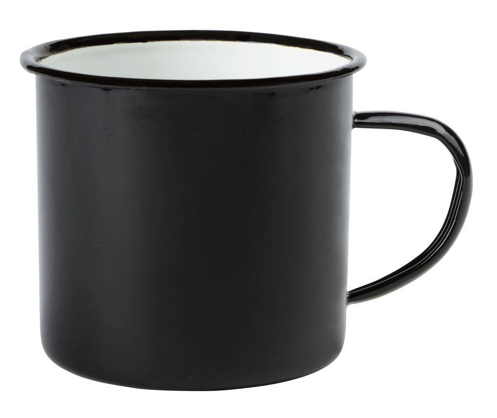 Кружка емальована кухоль RETRO CUP, колір чорний, білий