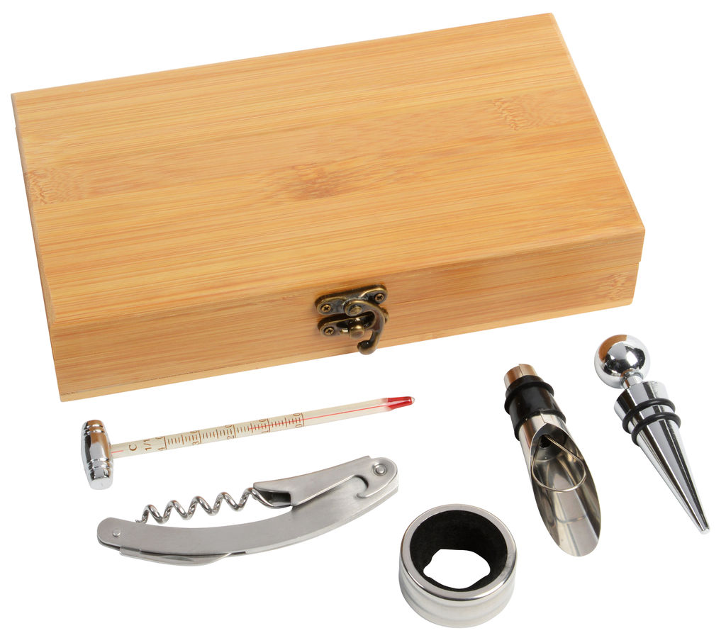Набір винний  BAMBOO PLEASURE, колір коричневий, сріблястий - 56-0301150- Фото №2