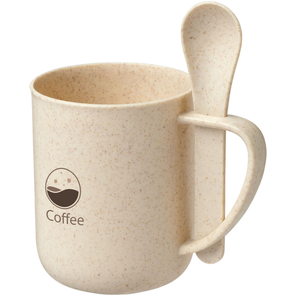 Чашка с ложкой Rye, цвет бежевый - 10064610- Фото №2 Чашка с ложкой Rye, цвет бежевый - 10064610- Фото №2