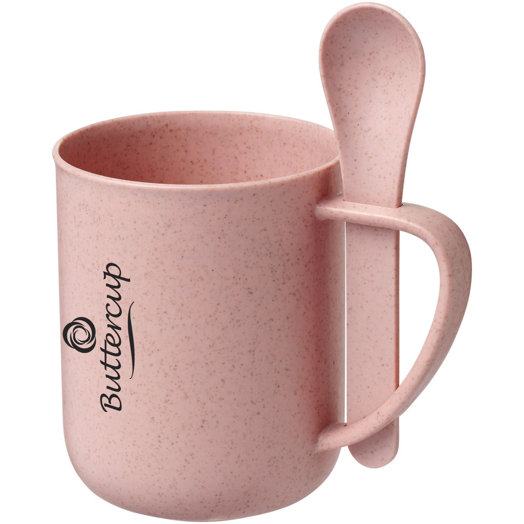 Чашка с ложкой Rye, цвет вишневый - 10064623- Фото №2